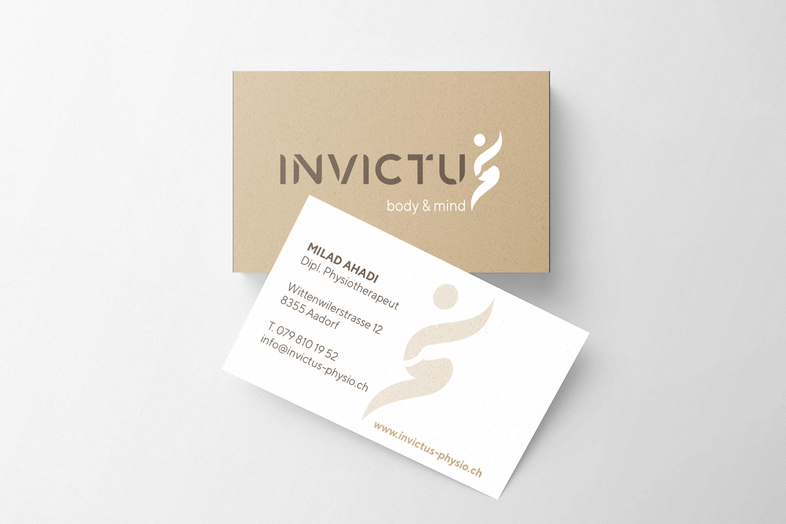 MMGD: Corporate Design, Visitenkarten Gestaltung für Physiotherapeut Invictus Body und Mind